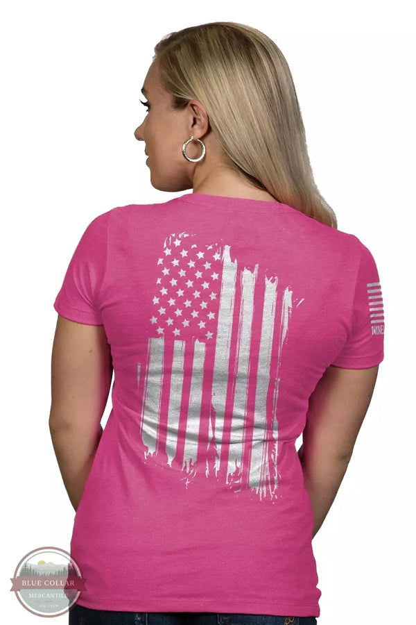 Nine Line AMERICA-WRVN-BERRY America Relaxed Fit V-Neck T-Shirt in Berry Back View