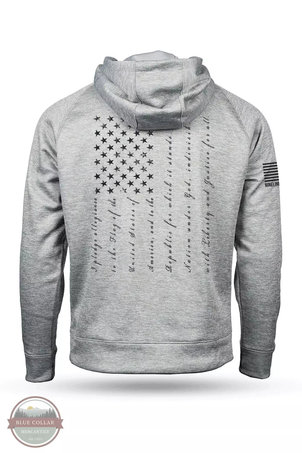 Nine Line PLEDGE-RTG Raglan Tailgater Pledge Hoodie Heather Gray Back View
