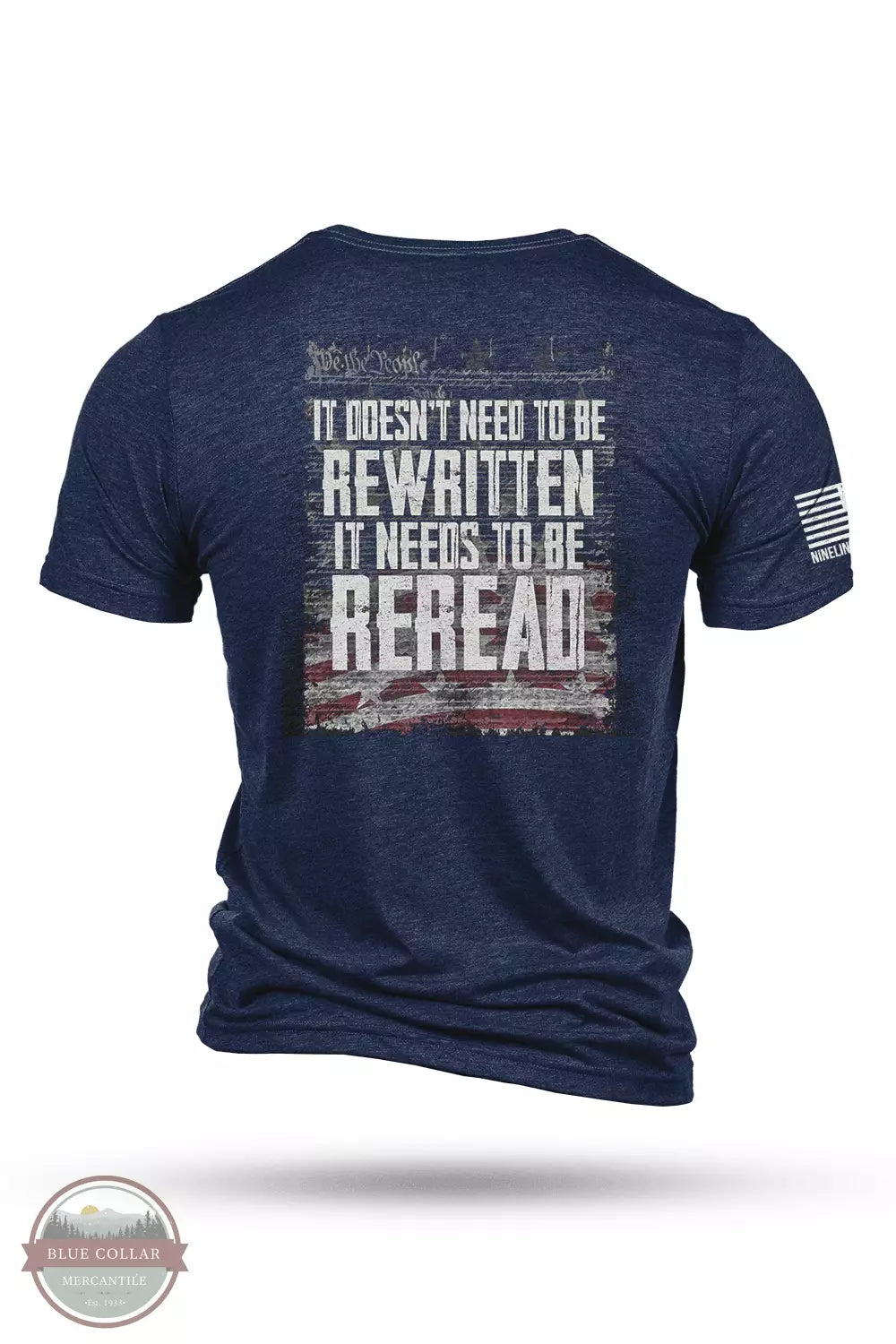 Nine Line REREAD-TSTRI-NAVY Reread Not Rewritten Tri-Blend Short Sleeve T-Shirt in Navy Back View