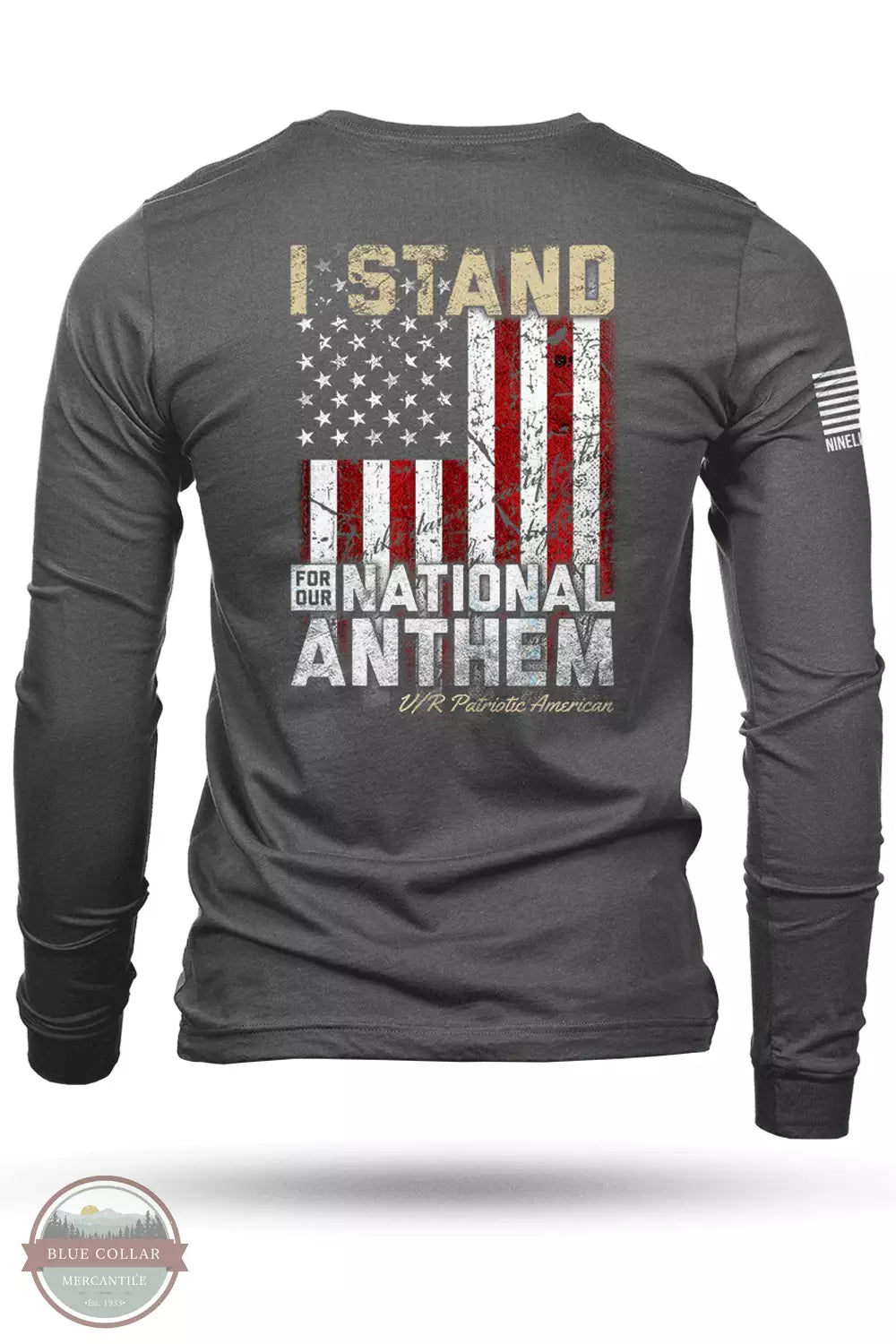 Nine Line STANDV2-LS-HEAVYMETAL Gray I Stand Long Sleeve T-Shirt Back View