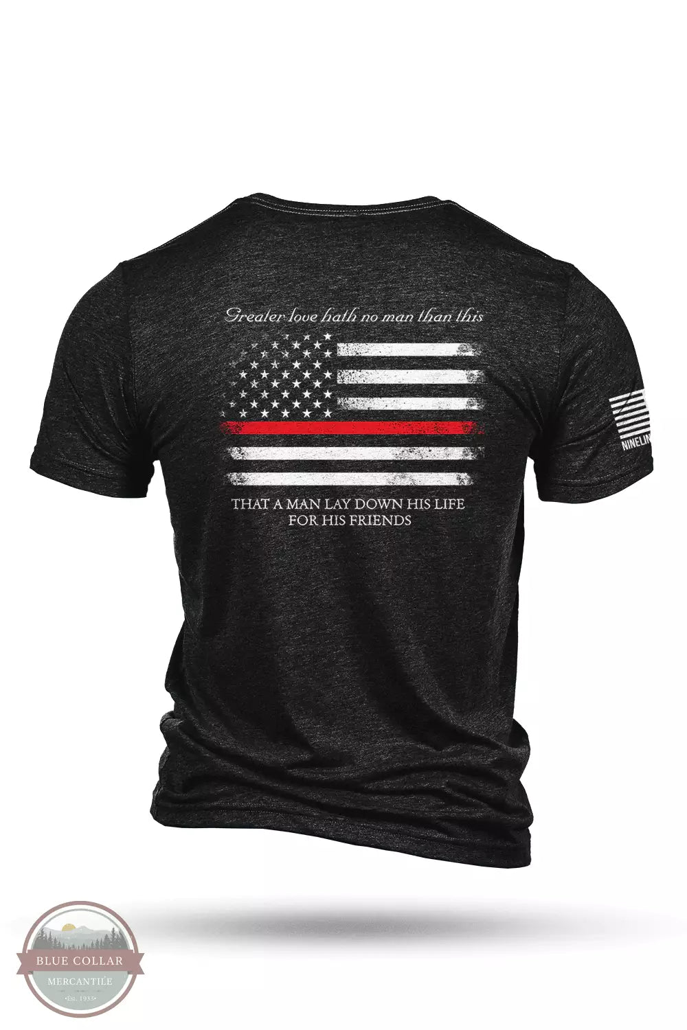 Nine Line TRL-TSTRI-CHARCOALBLACK Thin Red Line Tri-Blend Short Sleeve T-Shirt in Charcoal Black Back View