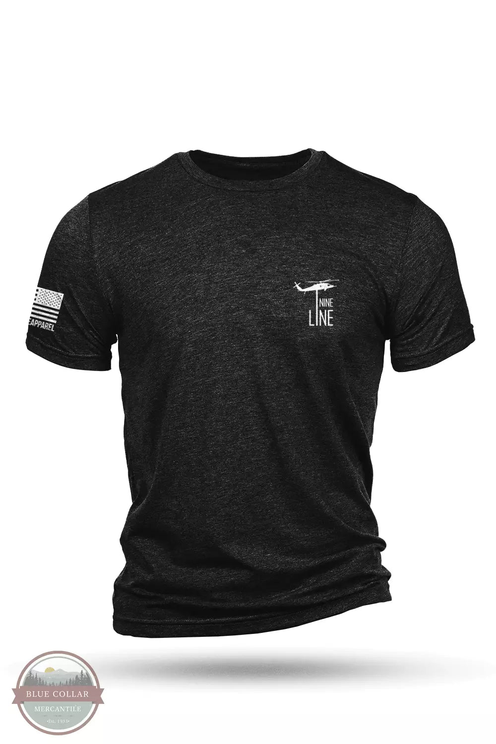 Nine Line TRL-TSTRI-CHARCOALBLACK Thin Red Line Tri-Blend Short Sleeve T-Shirt in Charcoal Black Front View