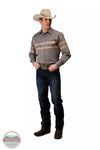 Roper 01-001-0043-0367 GY Border Stripe Long Sleeve Shirt Full View