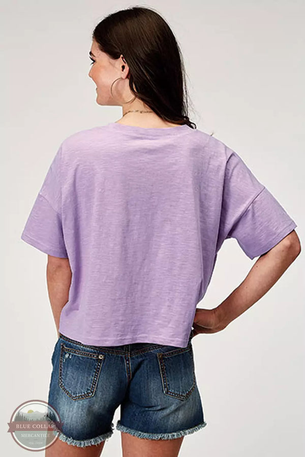 Roper 03-039-0513-2041 PU Slub Jersey Knit Crop T-Shirt in Lilac Back View