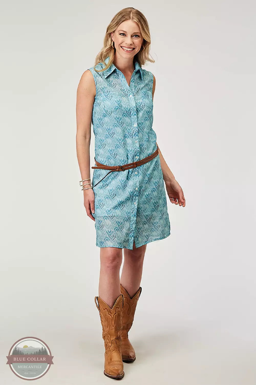 Roper 03-057-0590-3073 BU 1978 Blue Chevron Shirt Dress Profile View
