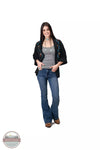 Roper 03-500-0565-0148 BL Embroidered Lightweight Cardigan in Black Full View