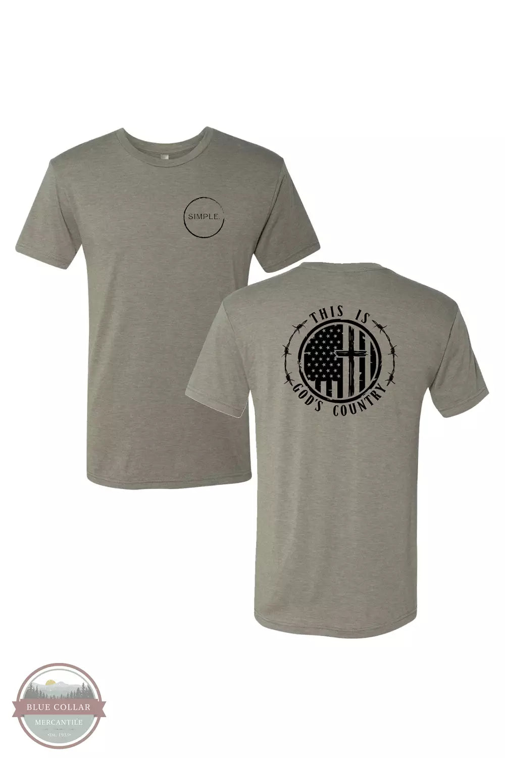 Simple GOD'S COUNTRY This is God's Country T-Shirt in Olive Front and Back View