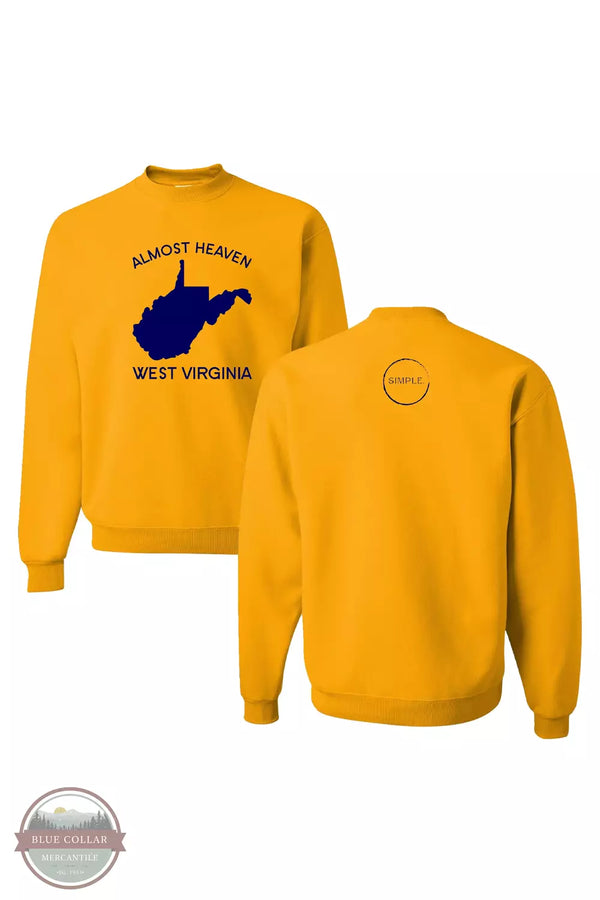 Simple WEST VIRGINIA Almost Heaven WV Long Sleeve T-Shirt Front and Back View