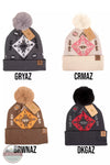 Simply Southern 0223-SIMPLY-BEANIE Pom Beanie with Aztec Print All View