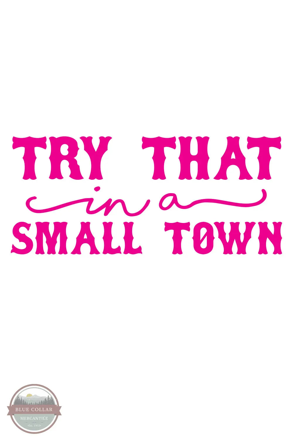 Try That In A Small Town 1 Color Vinyl Decal in Pink