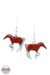 Turquoise Factory E1054-C74 Coral Horse Sterling Silver Earrings Front View