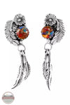 Turquoise Factory E1413 Feather Sterling Silver Earrings Rainbow Spiny Front View