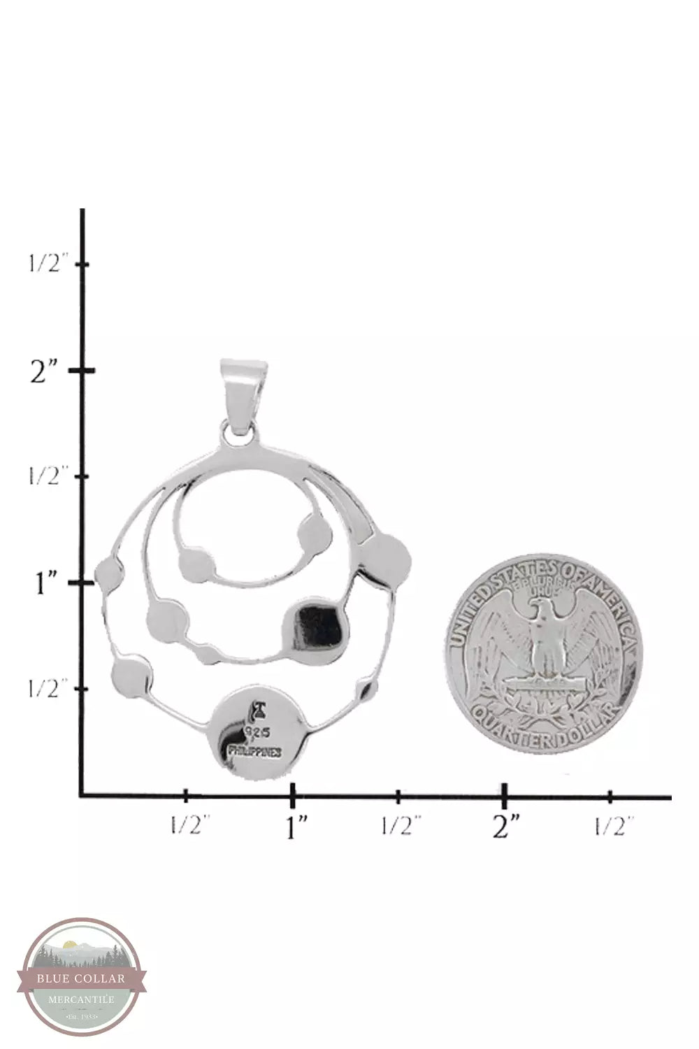 Turquoise Factory P3325-SM Planets Turquoise Sterling Silver Pendant with Chain Size View