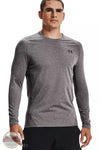 Under Armour 1366068-020 ColdGear Fitted Crew Long Sleeve Base Layer in Charcoal Light Heather / Black Front View