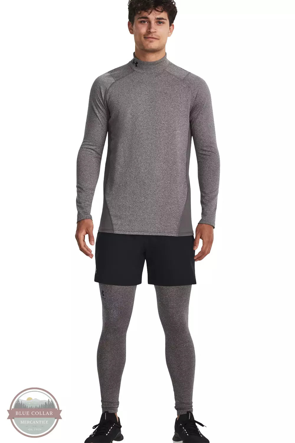 Under Armour 1366075-020 ColdGear Leggings Heather Charcoal Light Black in 