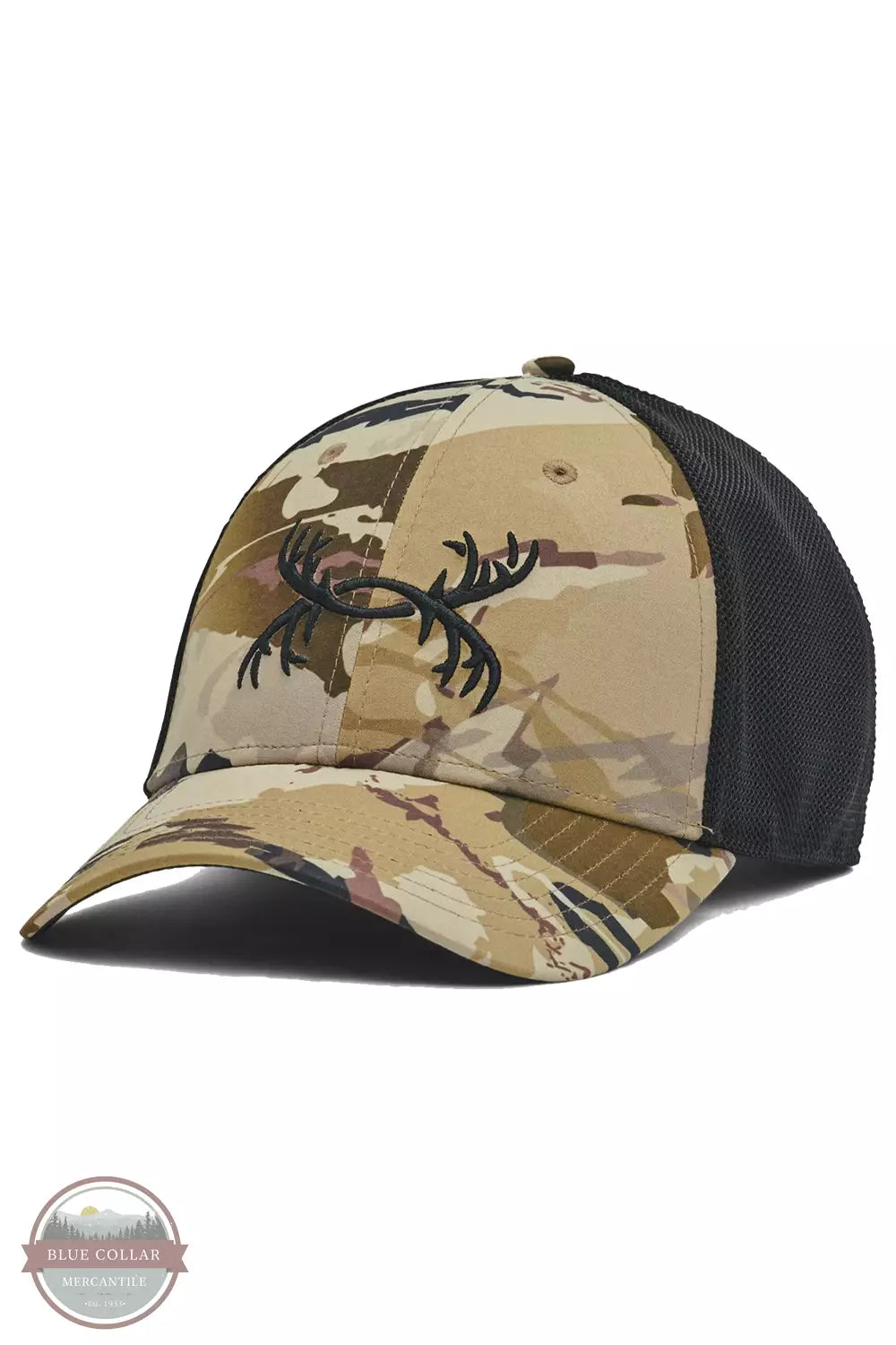 Under Armour 1372352 Antler Trucker Cap Barren Camo Front View