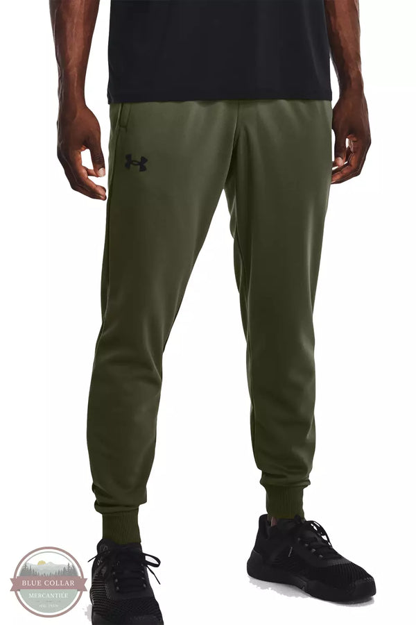 Under Armour 1373362 Armour Fleece Jogger Pants Marine Green Black Front View