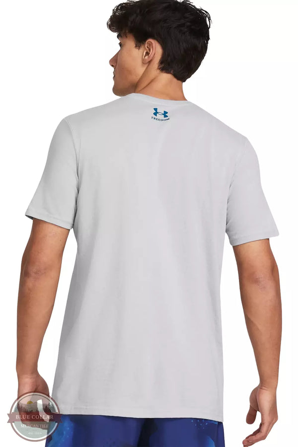 Under Armour 1382969 Freedom Flag Printed T-Shirt Mod Gray / Photon Blue Back View