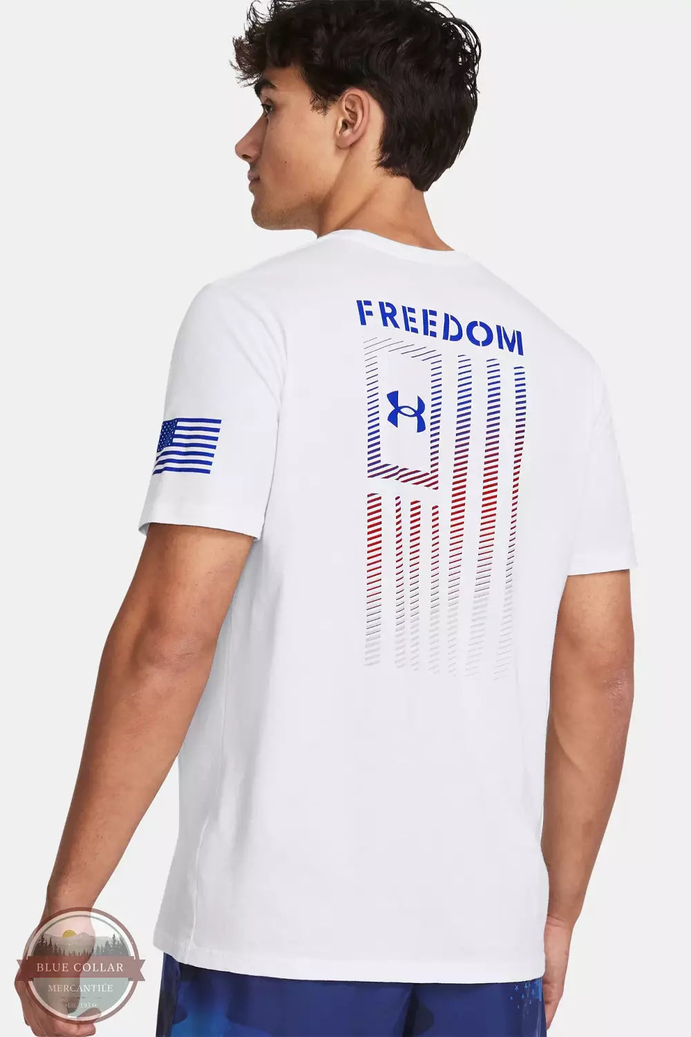 Under Armour 1382973 Freedom Flag Gradient T-Shirt White Back View