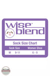 Carolina Ultimate 349 Wise Blend Ladies Aztec Pattern Crew Boot Socks in Natural Size Chart