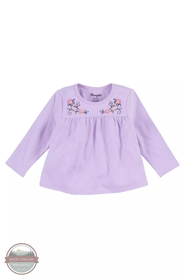 Wrangler 112318187 Floral Embroidery Long Sleeve Top in Lavender Front View