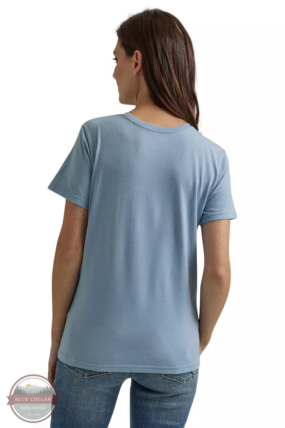 Wrangler 112344175 Retro Soaring Eagle Regular Fit T-Shirt in Ashley Blue Heather Back View