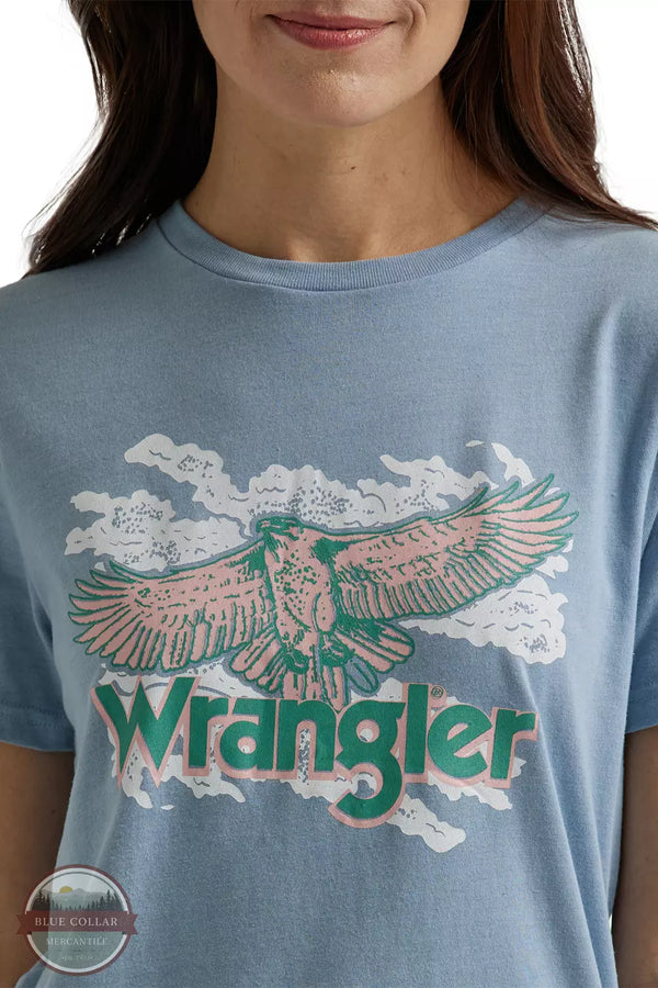 Wrangler 112344175 Retro Soaring Eagle Regular Fit T-Shirt in Ashley Blue Heather Detail View
