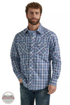 Wrangler 112346237 Blue Plaid Modern Fit Shirt Front View