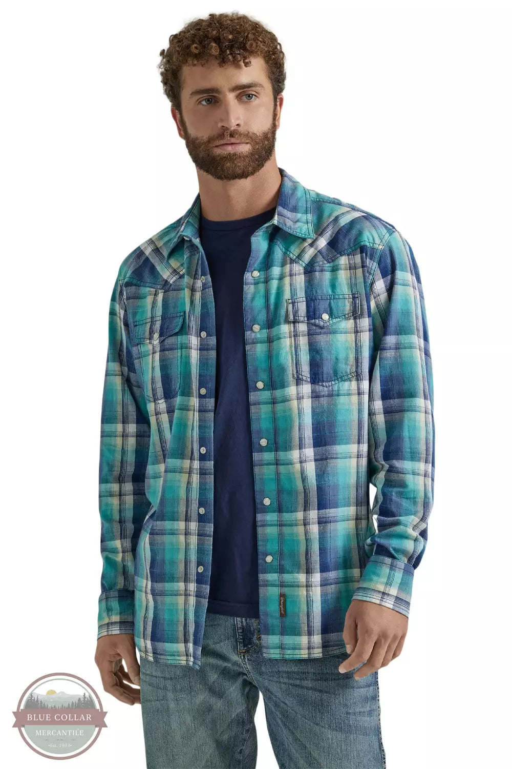 Wrangler 112346627 Retro Premium Western Snap Shirt Front View