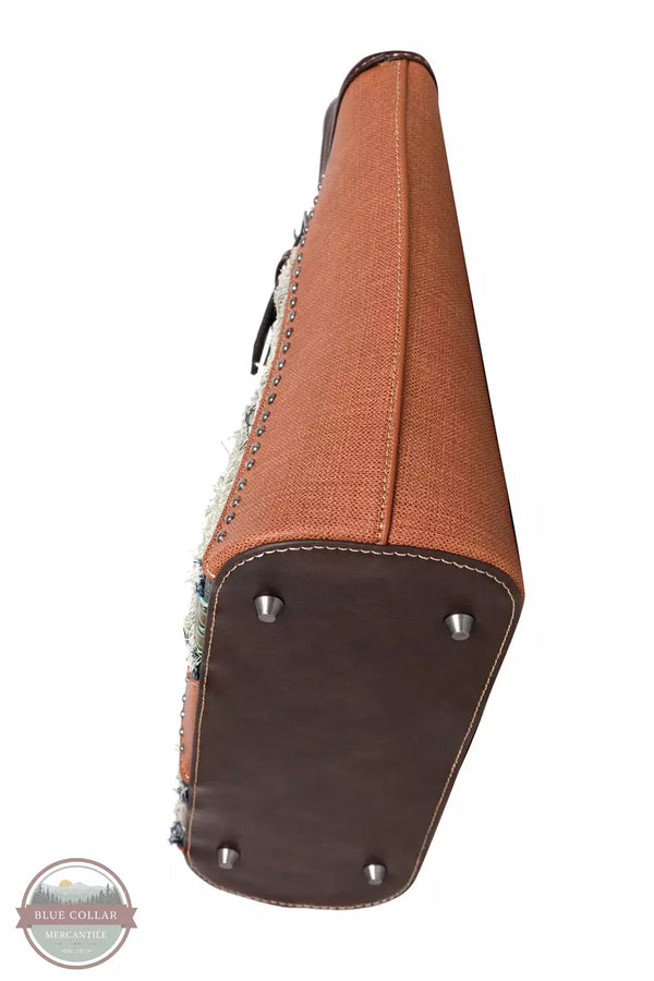Wrangler WG06-G8317 Aztec Embossed Fray Denim Concealed Carry Tote Bag Brown Bottom View