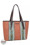 Wrangler WG06-G8317 Aztec Embossed Fray Denim Concealed Carry Tote Bag Brown Profile View