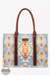 Wrangler WG2202-8119 Southwestern Print Canvas Wide Tote Bag Brown Front View
