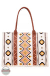Wrangler WG2202-8119 Southwestern Print Canvas Wide Tote Bag Coffee Back View