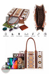 Wrangler WG2202-8119 Southwestern Print Canvas Wide Tote Bag Inside Details