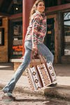 Wrangler WG2202-8119 Southwestern Print Canvas Wide Tote Bag Life View