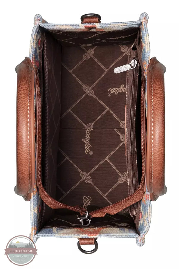 Wrangler WG2202-8120S Southwestern Print Canvas Small Crossbody Tote Bag Inside View