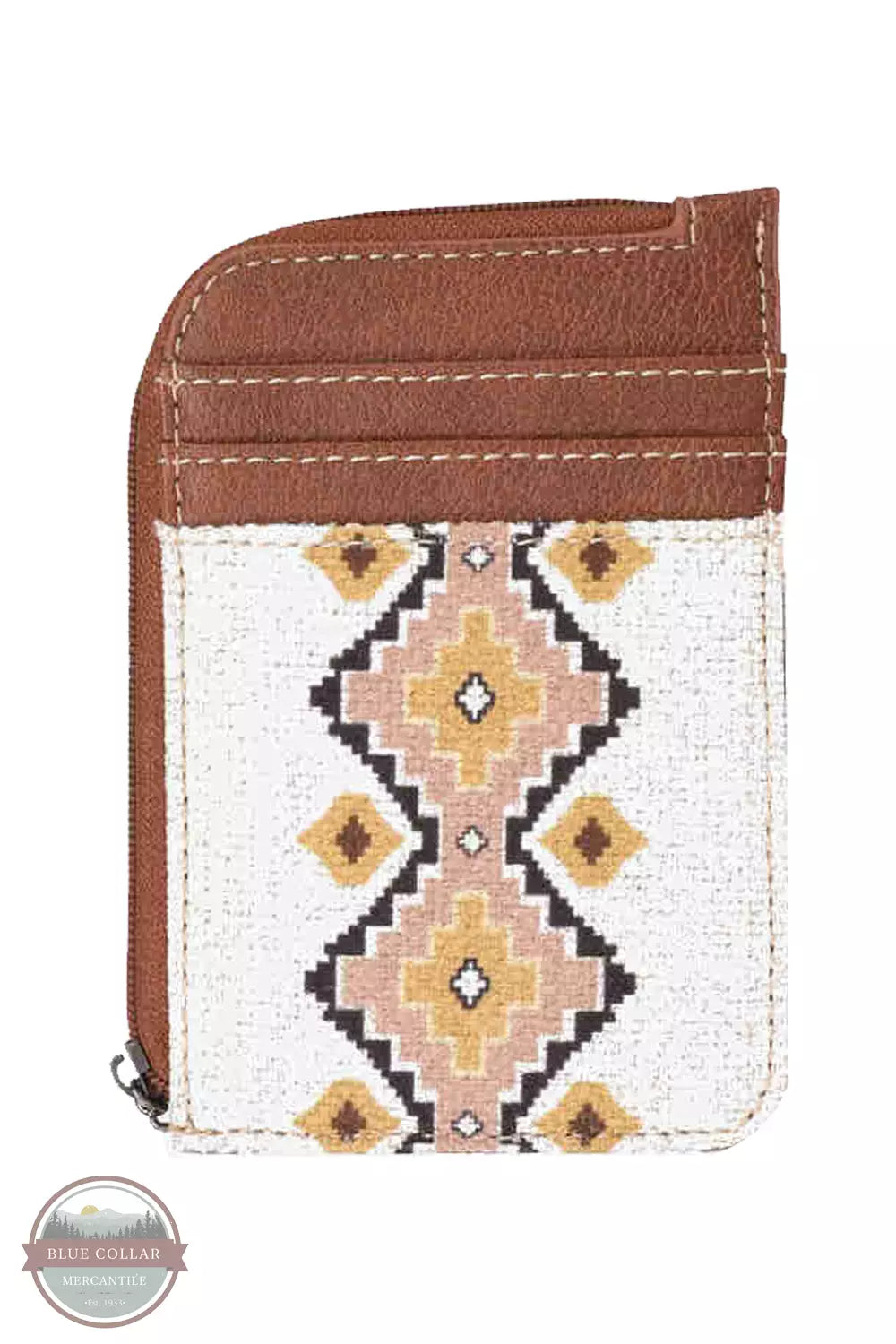 Wrangler WG2202-W005 Southwestern Mini Zip Wallet Coffee Front View