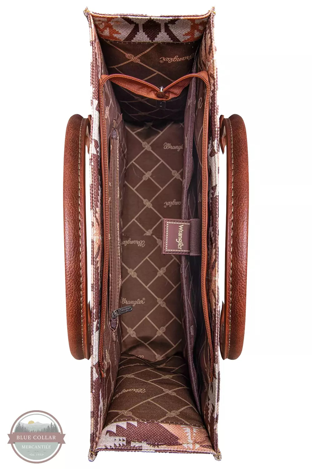 Wrangler WG2203-8119 Southwestern Print Canvas Wide Tote Bag Inside View