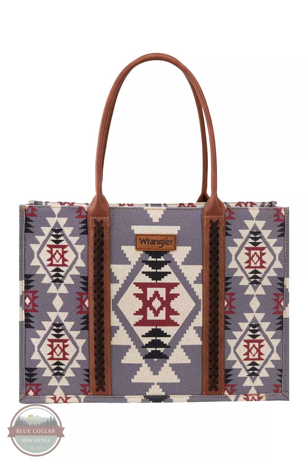 Wrangler WG2203-8119 Southwestern Print Canvas Wide Tote Bag Lavender Front View