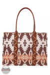 Wrangler WG2203-8119 Southwestern Print Canvas Wide Tote Bag Light Coffee Back View
