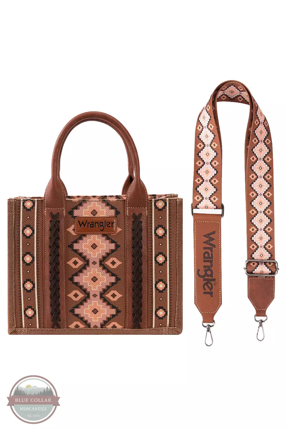 WG2203-8120S Southwestern Print Canvas Small Crossbody Tote Bag