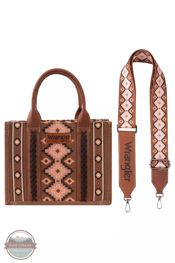 WG2203-8120S Southwestern Print Canvas Small Crossbody Tote Bag