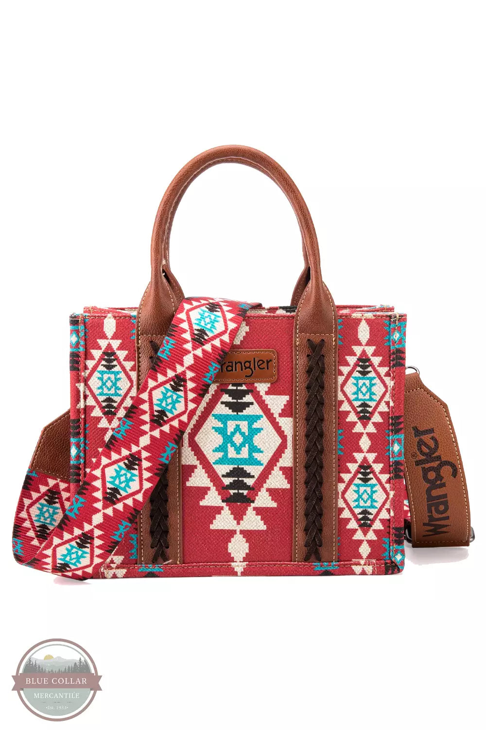 WG2203-8120S Southwestern Print Canvas Small Crossbody Tote Bag