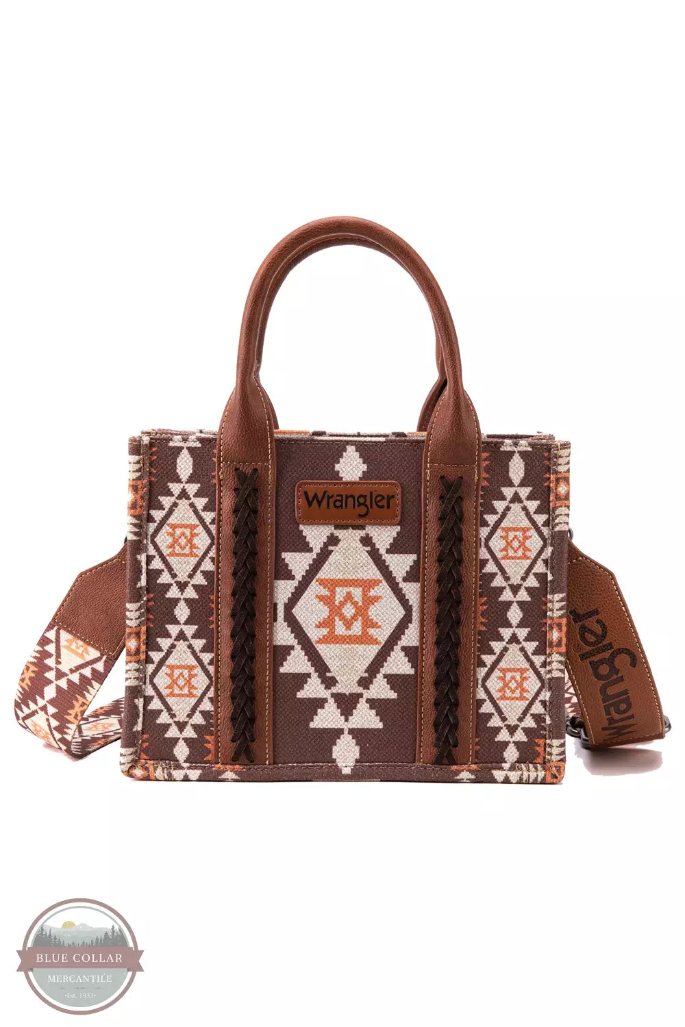 WG2203-8120S Southwestern Print Canvas Small Crossbody Tote Bag