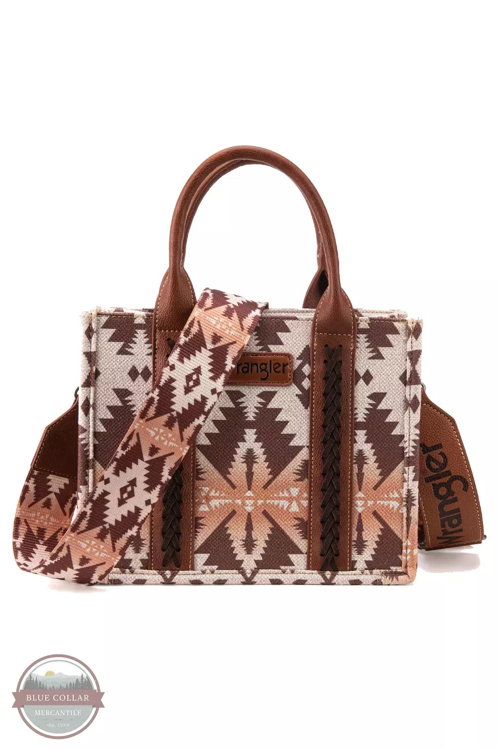 WG2203-8120S Southwestern Print Canvas Small Crossbody Tote Bag