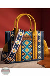 WG2203-8120S Southwestern Print Canvas Small Crossbody Tote Bag
