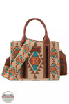 Wrangler WG2203-8120S Southwestern Print Canvas Small Crossbody Tote Bag Tan Front View