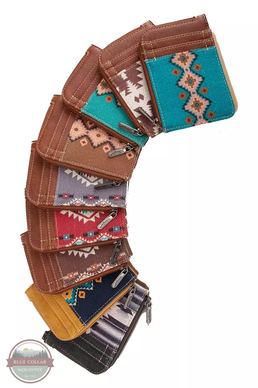 Wrangler WG2203-W005 Southwestern Mini Zip Wallet All View
