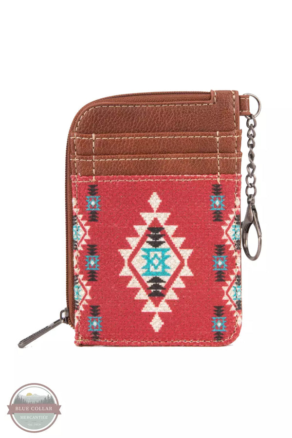 Wrangler WG2203-W005 Southwestern Mini Zip Wallet Burgundy Front View