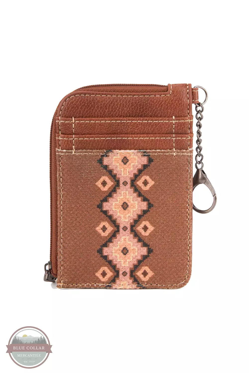 Wrangler WG2203-W005 Southwestern Mini Zip Wallet Dark Brown Front View